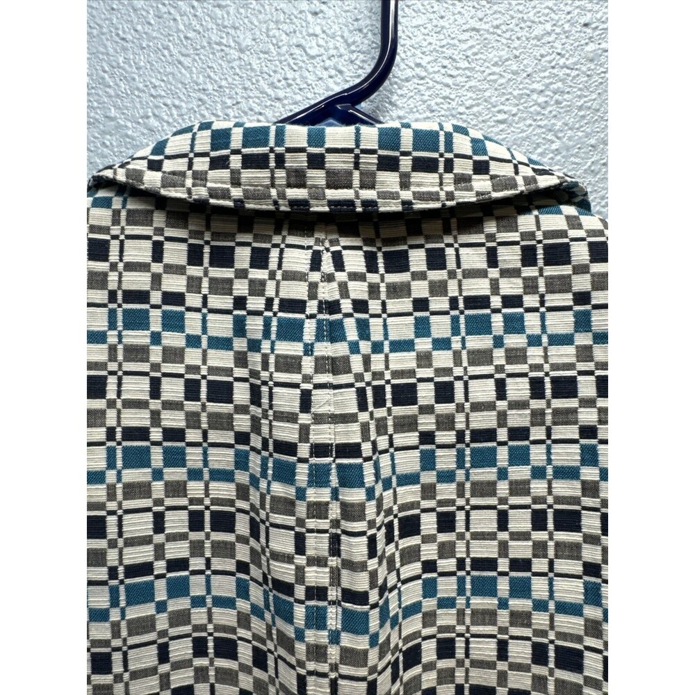 Nina Mclemore Women Blue,White Geometric Pattern Button Front Blazer Jacket Sz 2 - Picture 9 of 16